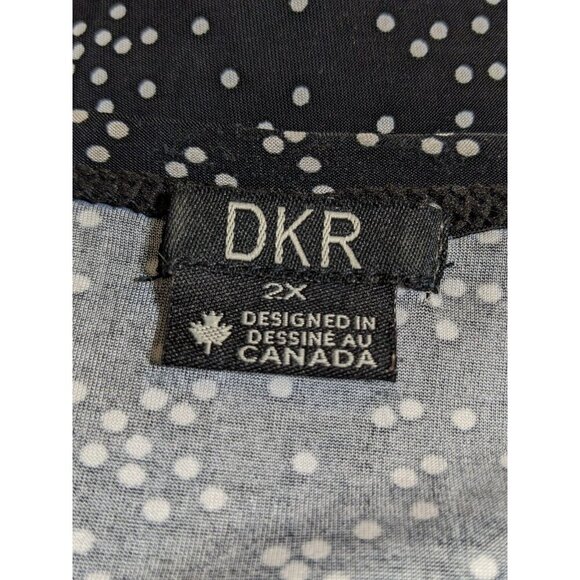 DKR Tunic Top Shirt Womens Plus 2X Stretchy Slinky Travel Flowy Black Polka Dot - Picture 6 of 6